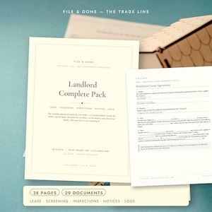 Landlord Forms Bundle | Lease Agreement, Rental Application, Tenant Screening, Move In Inspection, Rent Ledger | 38 Pages, Fillable PDF image 1