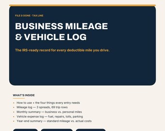 Registro de kilometraje y vehículos comerciales / Edición digital Google Sheets + Excel, registro de kilometraje para el IRS, registro de gastos