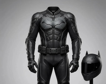 Combinaison de motard blindée inspirée de Batman | Combinaison de course moto en cuir noir pour homme