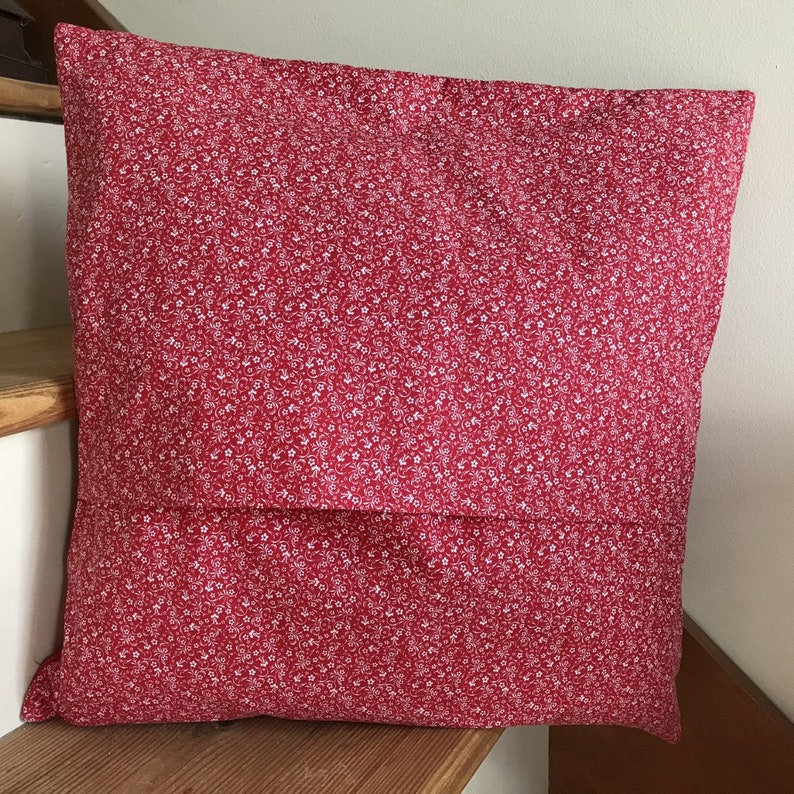 Red Quilted Pillow Cover in Chevron Pattern, Scrappy Fabrics