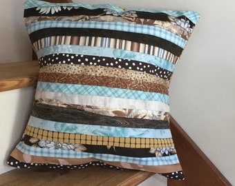 Scrappy Pleated Pillow Cover In Earth Colors, Neutral Décor, Modern Design