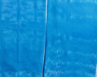 Flour Sack Towels, Hand Dyed in Turquoise, Shibori Tie Dyed Set of Two
