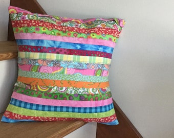 Scrappy Pleated Pillow Cover In Bright Colors, Porch Décor, Modern Design