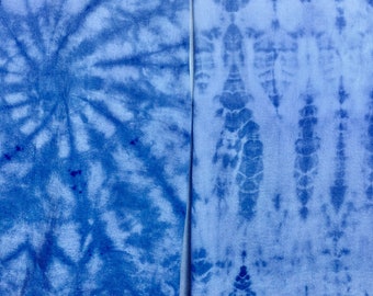 Hand Dyed Flour Sack Towels in Soft Mossy Green, Shibori Tie Dyed Set of Two