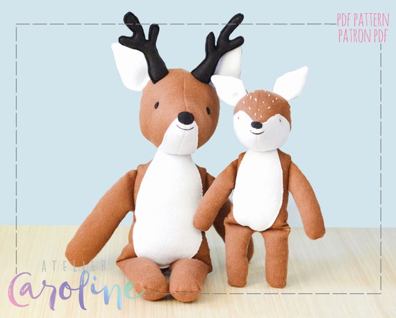 Stuffed Deer Sewing Pattern, Sew Plush Toy