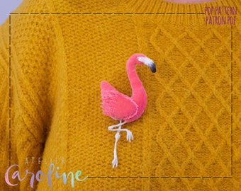 Downloadable Pink flamingo pattern Christmas ornament and brooch