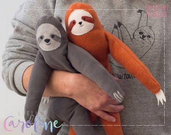 Downloadable Stuffed toy sloth plush sewing pattern