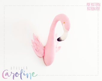 Herunterladbare Faux Präparatoren Pink Flamingo Wandbehang Schnittmuster
