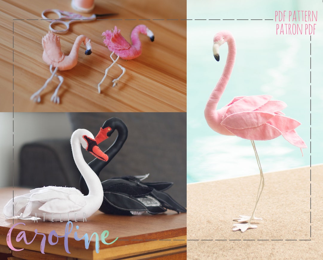 les-patrons-de-3-oiseaux-le-cygne-le-flamant-rose-d-coratif-et-la