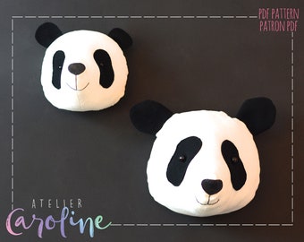 Downloadable Faux taxidermy panda wall hanging sewing pattern