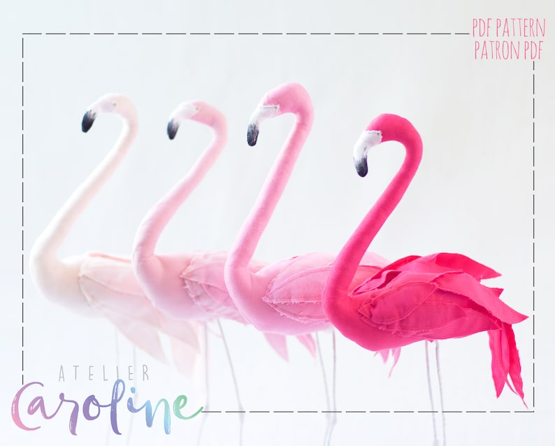 Downloadable Stuffed Flamingo sewing pattern image 1