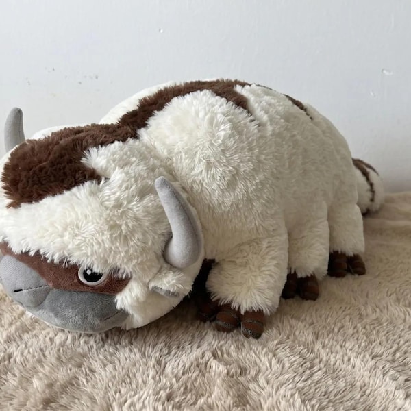 Appa pluche speelgoed, pluizige vliegende bizon knuffel, anime kamerdecoratie, schattige knuffel, gamer cadeau, Avatar geïnspireerd cadeau