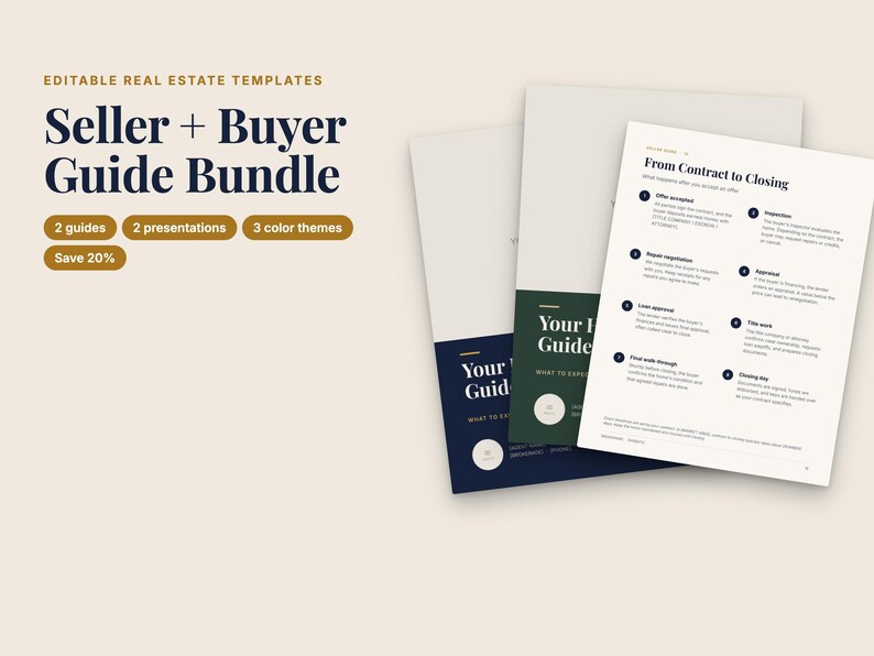 Real Estate Seller & Buyer Guide Bundle, Editable PowerPoint Slides (Digital Download) image 1