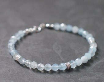 Aquamarine Bracelet // 925 Sterling Silver // Cute & Chic // Stackable