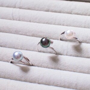 ソルトウォーターパールリング // 8 mm // 調節可能なリング // 925 スターリングシルバー