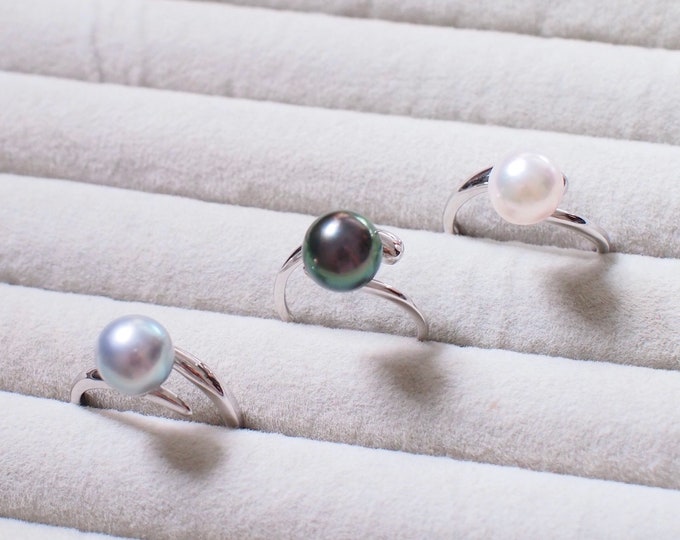 Featured listing image: Saltwater Pearl Rings // 8mm // Adjustable Ring // 925 Sterling Silver