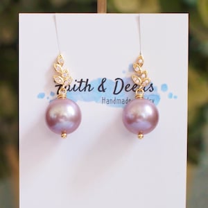 Purple Edison Pearl Earrings // 14K Gold-filled // Simple & Classic // Gorgeous Lustre