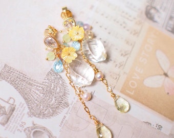 Assorted Gem Stone Earrings // Statement Earrings // 14K Gold-filled // Lovely & Sparkly