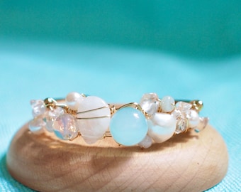 Cuff Bracelet // Gems & Pearls // One of a Kind