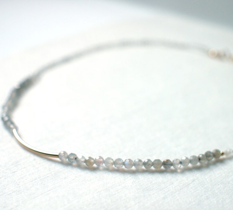 Labradorite Necklace 14K Gold-filled Elegant /& Chic