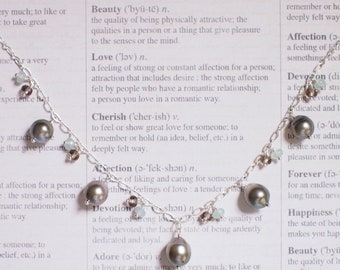 Tahitian Pearl Necklace // Platinum Gray // Dangling Style // 925 Sterling Silver