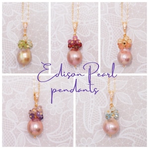 Edison Baroque Pearl Pendants // Natural Gem Cluster // 5 Different Colour Themes // 14K Gold-filled
