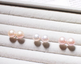 Fresh Water Pearls Studs // 10mm // Detachable Frames // 18K White Gold Plated over Sterling Silver