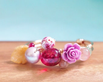 Cuff Bracelet // Gems & Pearls // One of a Kind