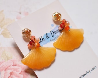 Type A Yellow Jade Earrings // Statement Earrings // Gems Cluster // Charming & Elegant