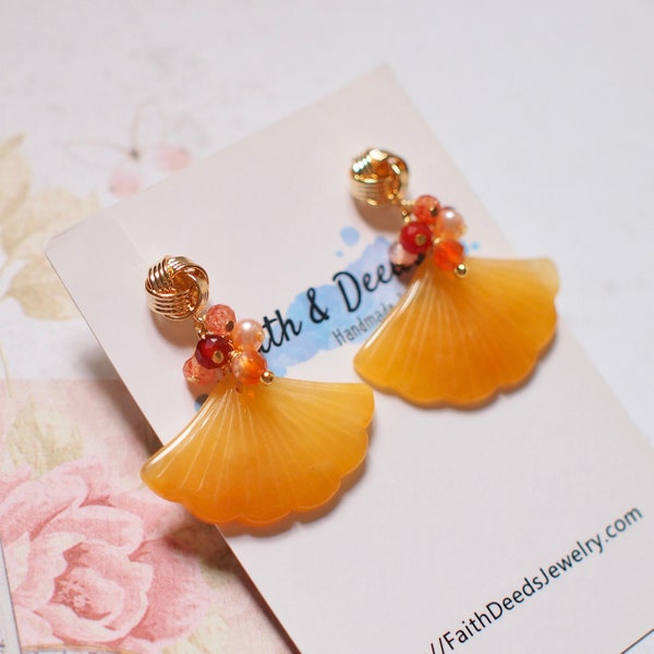 Type A Yellow Jade Earrings // Statement Earrings // Gems Cluster // Charming & Elegant