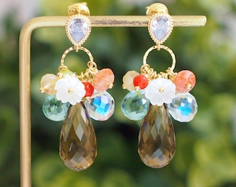 Honey Quartz Earrings // Statement Earrings // 14K Gold-filled // Vibrant & Sweet