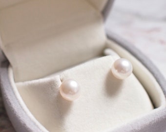 Pre-order: Akoya Saltwater Pearls Ear Studs // 8mm // 18K Solid Yellow Gold