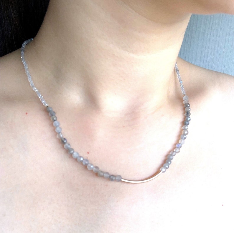 Labradorite Necklace 14K Gold-filled Elegant /& Chic