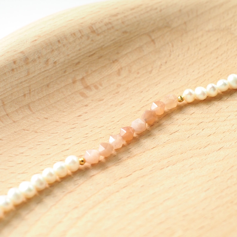 Sunstones x Pearls Bracelet 14K Gold-filled Stackable Feminine /& Sweet