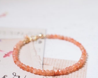 Sunstone Bracelet // 14K Gold-filled // Golden Peach Colour // Stackable