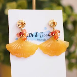Type A Yellow Jade Earrings // Statement Earrings // Gems Cluster // Charming & Elegant image 4