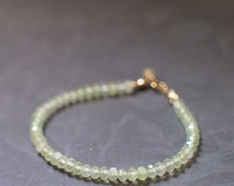 Prehnite Bracelet // 14K Gold-filled // Light Apple Green // Stackable