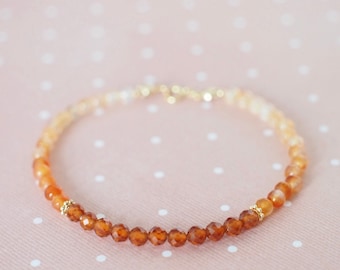 Orange Garnet x Agate Bracelet // Vibrant and Stunning // Stackable // 14K Gold-filled