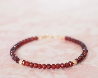 Garnet Bracelet // Feminine & Gorgeous // 14K Gold-filled