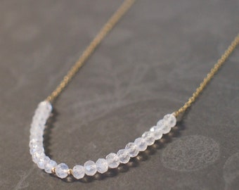 Rainbow Moonstone Rondelle Necklace // 14K Gold-filled // Dainty & Graceful