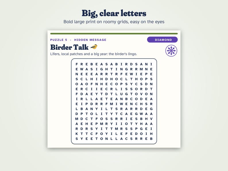 Challenging Backyard Birds Word Search Printable, Large Print for ...
