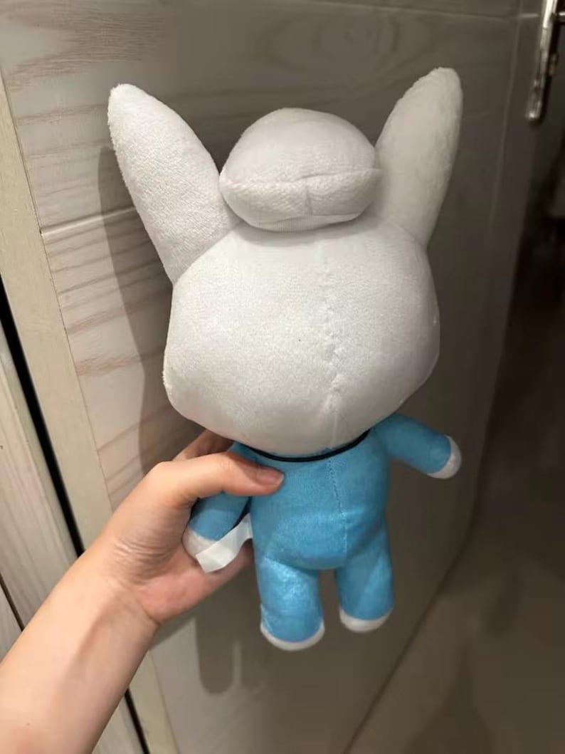White Rabbit Plush Line Soft Gray Bunny Plush 30cm, Cute Stuffed Toy in Blue Nurse Outfit With ...