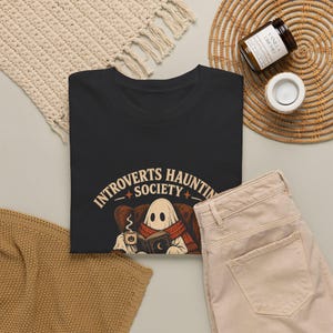 Introverts Haunting Society T-Shirt, Reading Ghost Book Lover Tee image 3