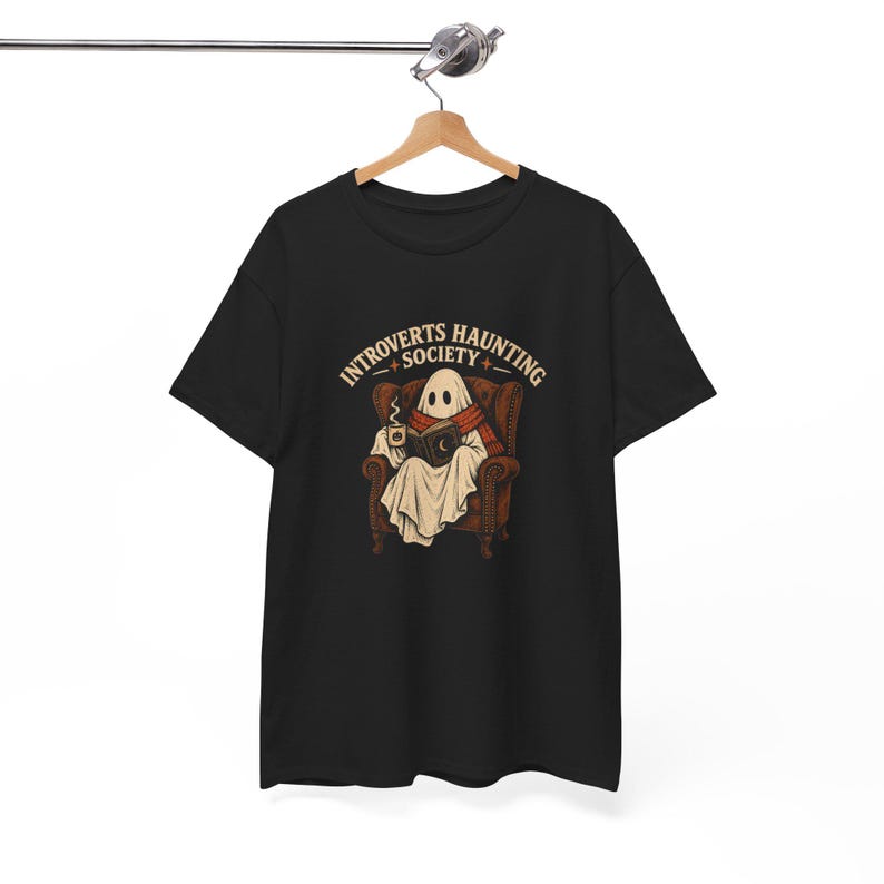 Introverts Haunting Society T-Shirt, Reading Ghost Book Lover Tee image 2