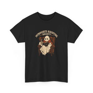 Introverts Haunting Society T-Shirt, Reading Ghost Book Lover Tee image 1