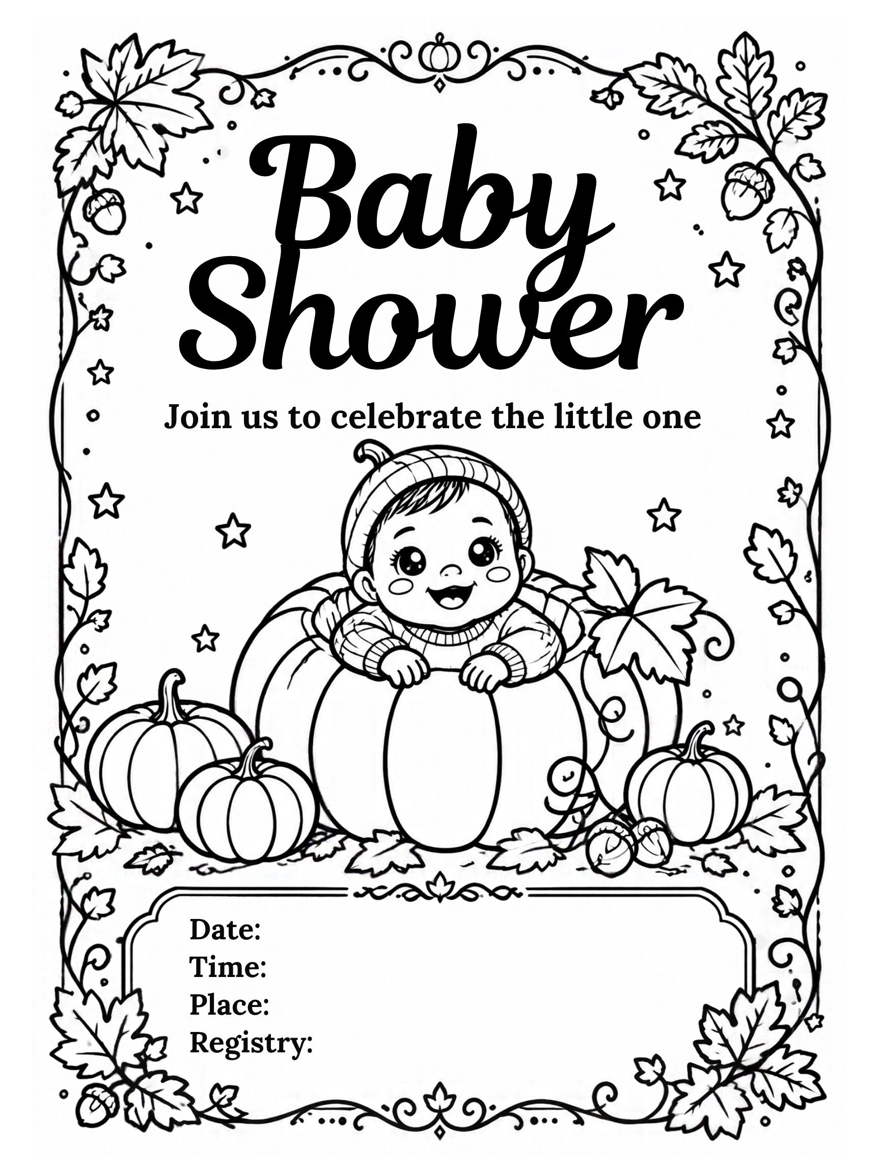 Baby Shower Invitation Coloring Page - Etsy
