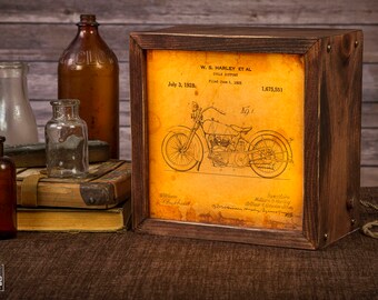 Harley Davidson Motorcycle Patent Table Lamp Harley Davidson Etsy