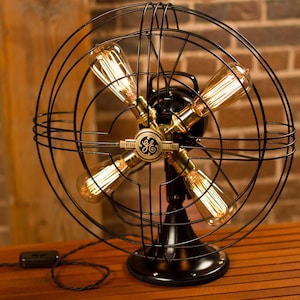 Vintage GE Vortalex Fan Lamp: Steampunk Edison Bulb Desk Light