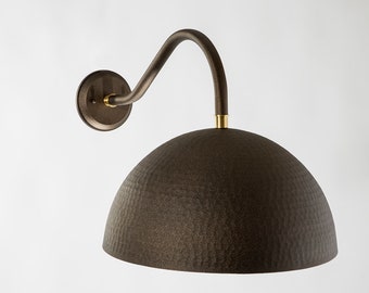 Outdoor Hammered Bronze Dome Sconce - Medium