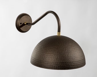 Outdoor Hammered Bronze Dome Sconce - Small